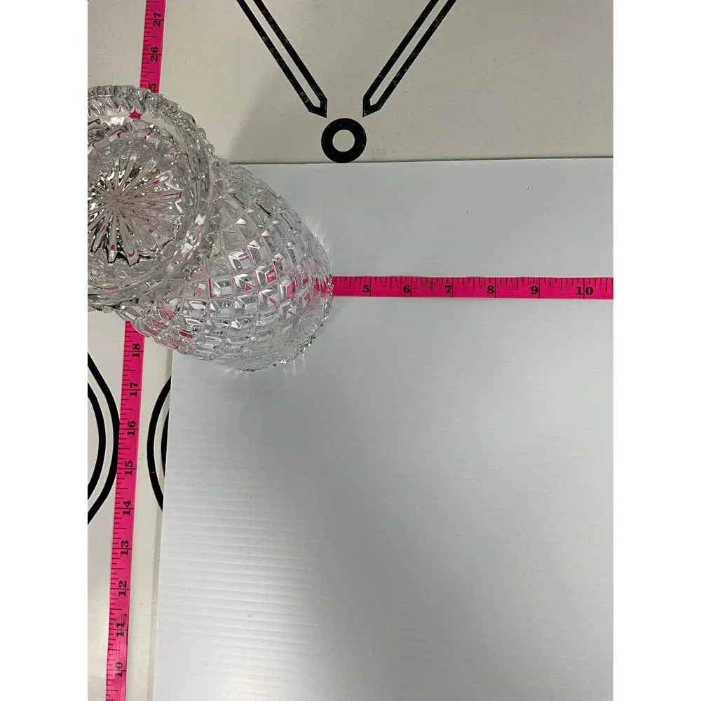 Crystal‎ Cut Glass Vase Fan Art Deco Diamond Pattern Pedestal Base